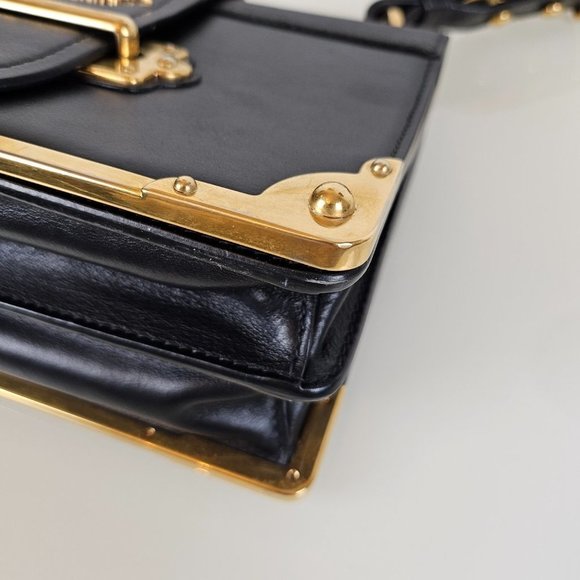Prada Cahier Medium Black Leather Cross Body Bag - Picture 6 of 10